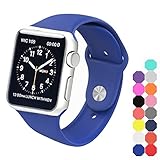 XIYA Soft Silicone Replacement Sport Band for Apple Watch for 2 Lengths, Royal Blue,38mm