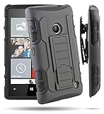 Lumia 520 Case, RANZ BLACK Rugged Impact Armor Hybrid Kickstand Cover with Belt Clip Holster Case For Nokia Lumia 520 (AT&T)