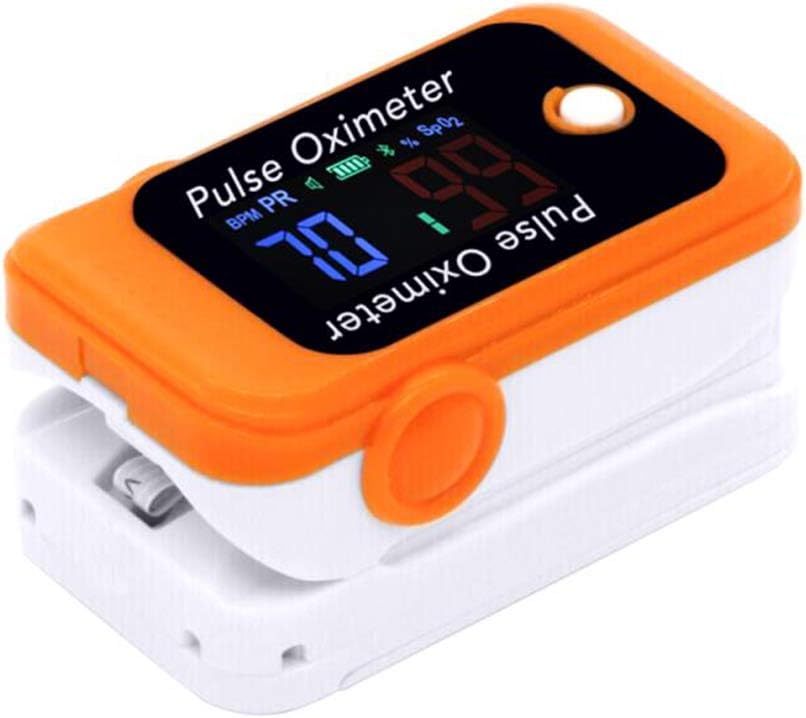 Bluetooth LCD Fingertip Pulse Oximeter Blood Oxygen SpO2 Saturation Sports and Aviation Fingertip Monitor with Reversible Display, Carrying Case