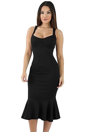 thick strap midi dress