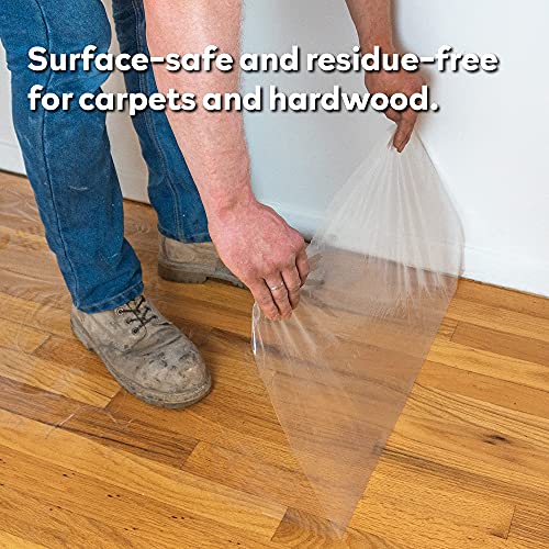 XFasten Floor Protection Film, 24Inch x 200Foot, 3 mils, Clear SelfAdhesive Plastic Film