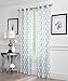Ruthy's Textile GEO Flocked Sheer Grommet Window Curtain Panels, 38X84-Inches, 2 Piece, Aqua