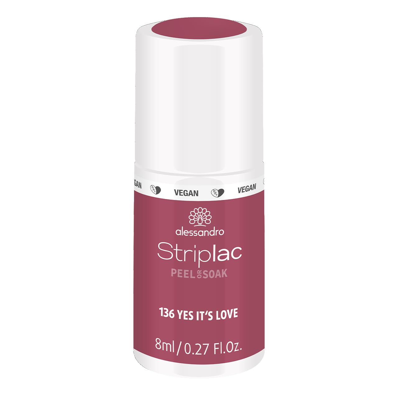 alessandro Striplac Peel or Soak Vegan Yes It's Love - LED Nail Polish in Red Pink - For Perfect Nails in 15 Minutes 8ml