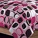 Loft Style Opus Pink Geometric Girls Comforter Bedding Set, Brown, Twin
