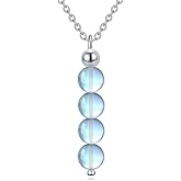 Pextrid 925 Sterling Silver Ball Shape Moonstone/Turquoise Pendant Necklace, 925 Silver Necklace Jewelry Gifts for Women, with 18+2inch Chain