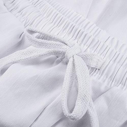 AOJIAN Yoga Pants Retro Bandage Solid Shorts Jogger Capri Workout Running Sports Leggings for Women White