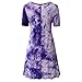 Zero City Women's Short Sleeve Casual Tie Dye Cotton Swing Tunic T-shirt Dresses Large Ze2010_purple