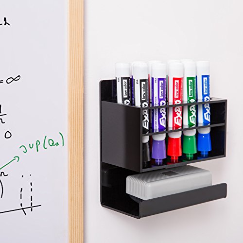 MyGift Wall Mounted Black Acrylic Dry Erase Whiteboard Marker Holder