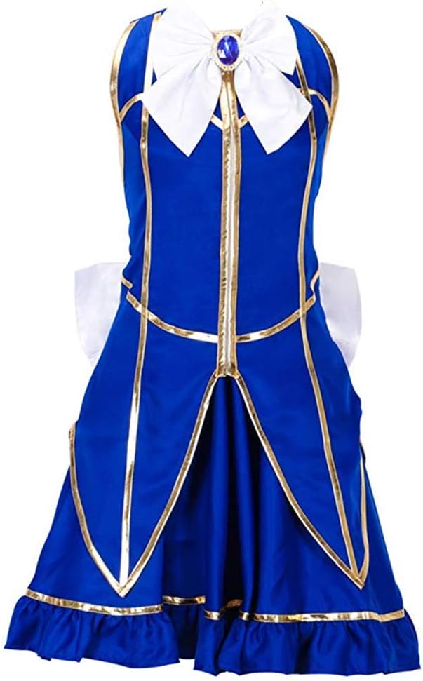 HOLRAN Fairy Tail Lucy Heartfilia Default Uniform Cosplay Costume Party Dress (Custom Made, Blue)