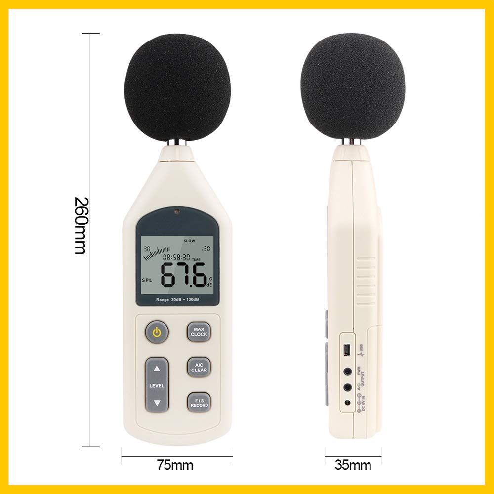 Sonomètre Numérique Professionnel - Mesure Bruit 30-130 DB Avec Enregistrement Données Et Écran Rétroéclairé