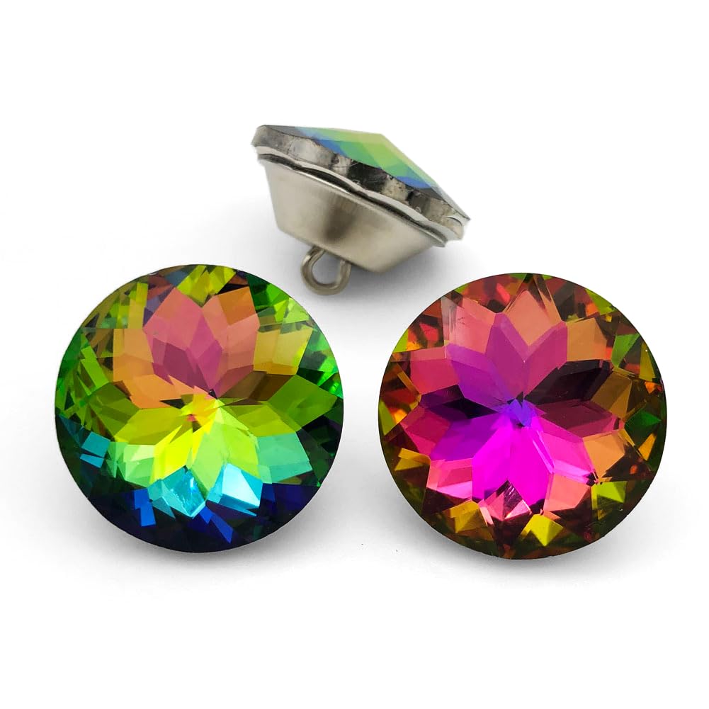 Let's Decorate 25PCS 25MM Diamond Crystal Glass Buttons for Sofa, Headboard, Upholstery & DIY Projects(Colorful Button)
