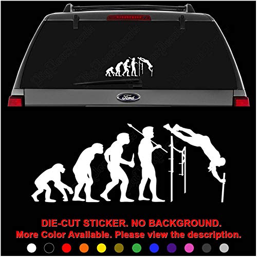 Pole Vaulting Sports Evolution Die Cut Vinyl Decal Sticker for Car Truck Motorcycle Vehicle Window Bumper Wall Decor Laptop Helmet Size- [6 inch] / [15 cm] Wide || Color- Gloss White