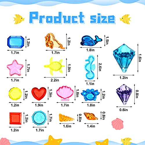 60 Pieces Dive Gem Pool Toys, Colorful Sinking Diving Gems Dive