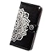 Bcov Case for iPhone 6s/iPhone 6, Bcov White Mandala On Black Card Slot Wallet Leather Cover Case for iPhone 6 6S