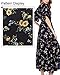 CHERFLY Womens Maxi Dress Boho Deep V Neck Floral Chiffon Wrap Split Maxi Dress with Belt(MC8,US12-14)