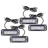 Astra Depot 4-LED White & Amber Waterproof Emergency Beacon Flash Caution Strobe Light Bar 16 different flashing Car SUV Pickup Truck Van (4 pcs)
