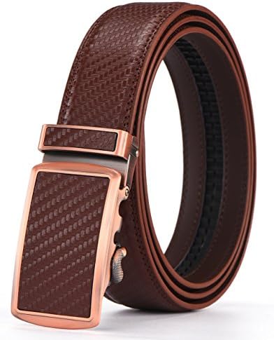 Xhtang Men's Solid Buckle with Automatic Ratchet Leather Belt 35mm Wide 1 3/8"