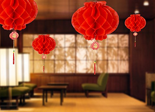 4 Strings Of 10-Inch Chinese Red Paper Lanterns – 12 Total, For New Year, Weddings, Parties, Restaurant Decor