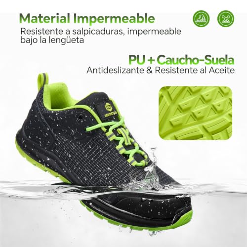 ISOOUS Zapatos de Seguridad Hombre Mujer Calzado Trabajo S3 ESD Impermeable
