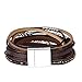 AZORA Womens Leather Wrap Bracelet Handmade Pearls Beads Cuff Bangle Bracelets for Women Girls
