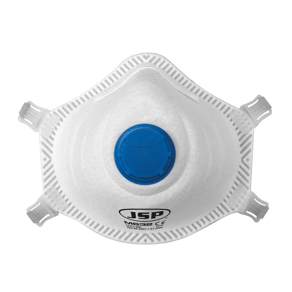 JSP M632 FFP3 Moulded Disposable Mask with Valve (10 pack), Dust Mask, for Silica Dust Sanding, Mould, Aerosols, Fumes
