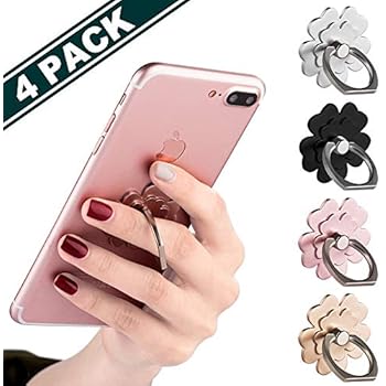 Phone Ring Stand [4 Pack] - JCHIEN Universal Phone Finger Ring Grip Stand Holder Compatible with iPhone Xs Max XR X 8 7 6 6s Plus, Samsung Galaxy S9 S8 Plus S7 S6 & Other Smartphones