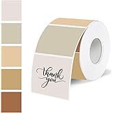 1.5 Inch Square Thermal Label Printer Stickers, Beige Gradient Self-Adhesive Direct Thermal Labels Stickers, Waterproof/Perforation Line Design- 500 Sheets