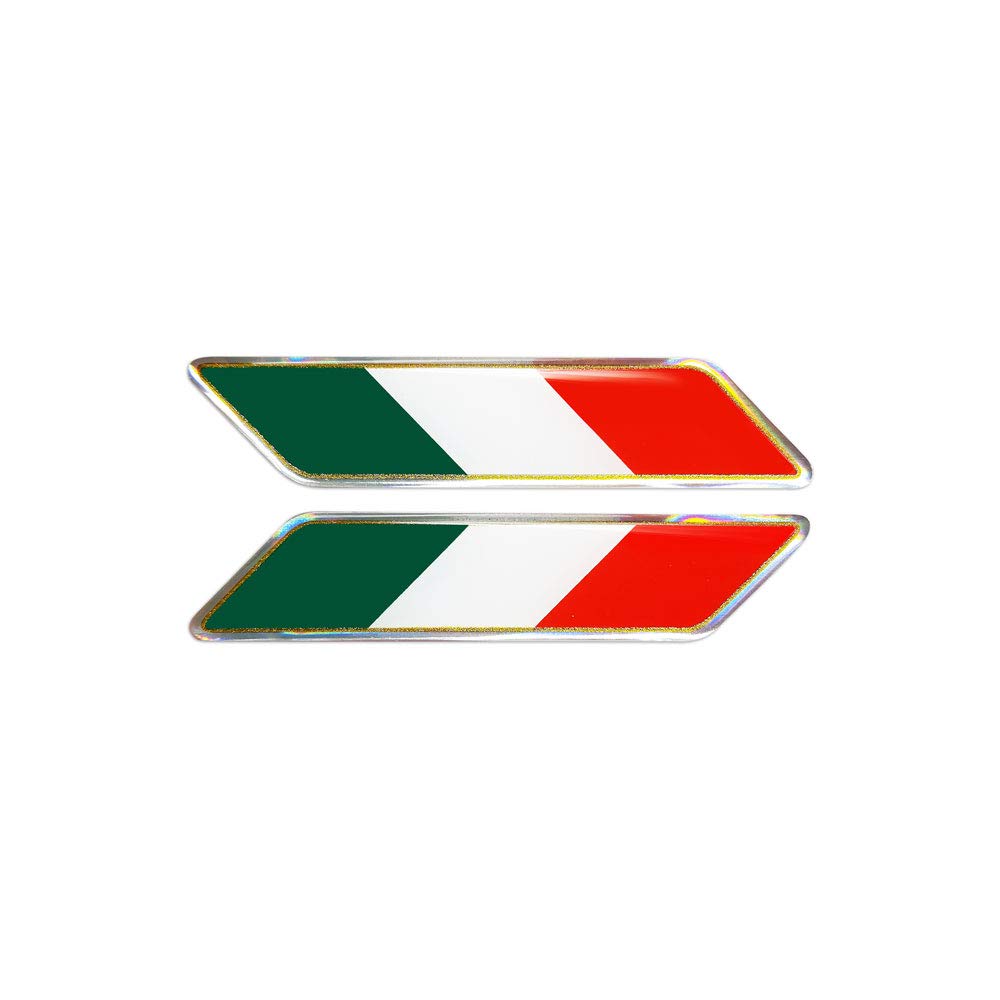 4R Quattroerre.it 32107 3D Sticker Inclined Italian Flag HQ, 2 Pcs, 16 x 80 mm