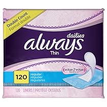 Always Thin Dailies Unscented Wrapped Liners, Regular, 120 Count (Pack of 2)
