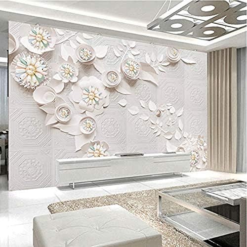 激安通販販売 防水 防汚壁紙家の装飾3dステレオエンボス花大壁壁画壁紙用リビングルーム寝室現代backdorp 450x300cm