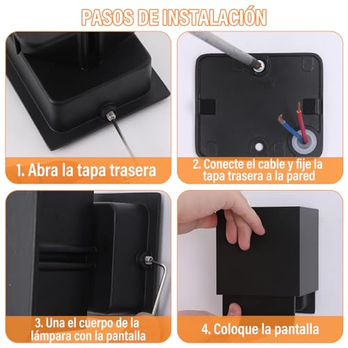 KIROGILY 4 Pcs Lampara de Pared Exterior, 12 W Lamparas de Pared Interior de Casas, Arbotantes de Pared, Iluminacion Hogar Muro, Impermeable IP65, Ángulo de Haz Ajustable Hacia Arriba Y Hacia Abajo