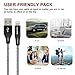 AASAMA Lightning Cable, 6 Feet Extra Long Certified Nylon Braided iPhone Charging Cord for iPhone, iPad and iPod with Leather Straps - Black in Grey (3 Pack)