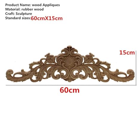 Nian Rectangle Carving Natural Wood Appliques For Furniture