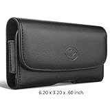 Leather Carrying Protective Case Holster Belt Clip and Loops for ZTE Axon M Devices - (Pouch Dimension: 6.20 x 3.20 x 0.60 inch)