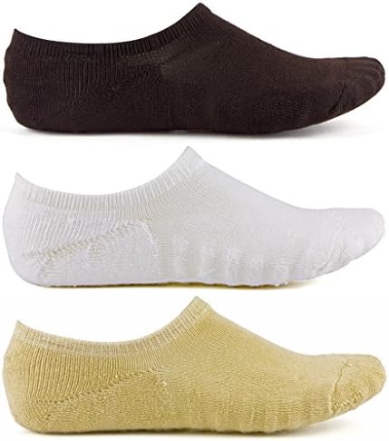 Devee Men's Cotton No Show Invisible Socks (Brown, White, Cream)