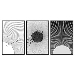 signwin 3 Piece Framed Canvas Wall Art Geometric...