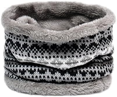 Lo Shokim Winter Double-Layer Fashion Fleece Lining Knit Neck Warmer Circle Scarf Windproof