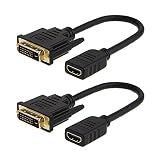 HDMI to DVI Cable, CableCreation 2-Pack 0.5 Feet Bi-Direction HDMI Female to DVI(24+1) Male Adapter, Support 1080P Full HD, 3D for Raspberry Pi, Roku, Xbox One, 0.15M Black