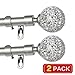 Turquoize 2 Pack Window Curtain Rods for Windows 48 to 84 Inches Adjustable Decorative Nickel Single Curtain Rod Set With Nickel Glass Mosaic Ball Finials, 3/4 Inch Diameter