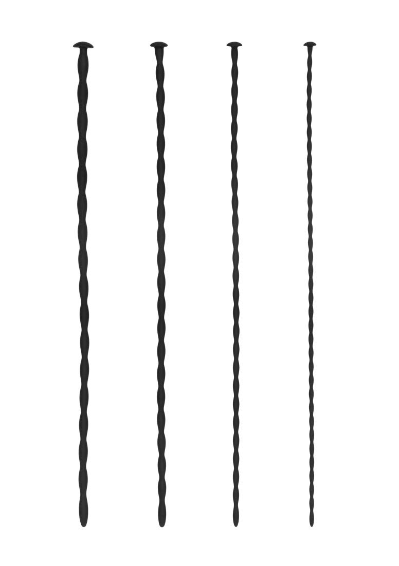 SHOTS Silicone Spiral Screw Plug Set, Beginner Urethral Sounding, Black, 60 g, OU436BLK