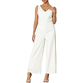 WOMLAYOUT Women's Sleeveless Jumpsuits for Cocktail V Neck Lace Backless Wide Legs Formal Evening Jumpsuit