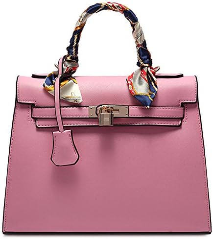 Women Handbags Satchel Bags Tote Purse with Padlock (Pink)