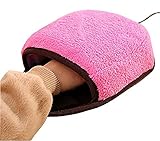 Fashionable Beauty Warm Hand Underpower USB Heated Mouse Pad Winter Plush Thickening USB Heating Mouse Mat With Wristguard for Office and Home (Pink/Brown Clolor)