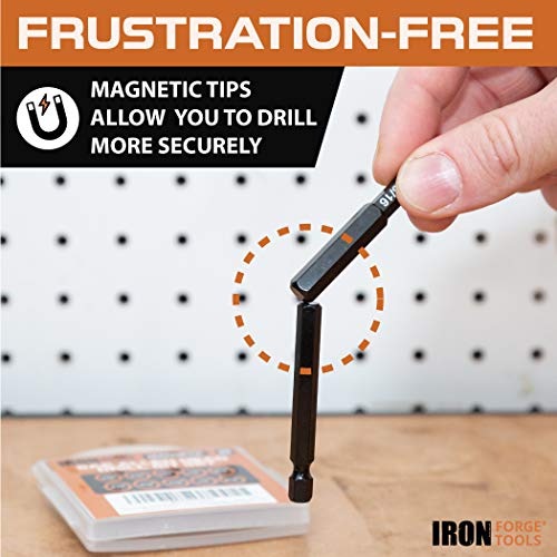 Hex Head Allen Wrench Drill Bit Set of 10 - SAE Hex Key Driver Bits with Magnetic Tips