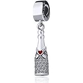 BOLENVI Celebration Champagne Alcohol Drink 925 Sterling Silver Pendant Charm Bead For Pandora & Similar Charm Bracelets or Necklaces