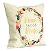 Highpot Simple Beige Letter Wreath Print Square Throw Pillow Case Decorative Cushion Pillow Cover