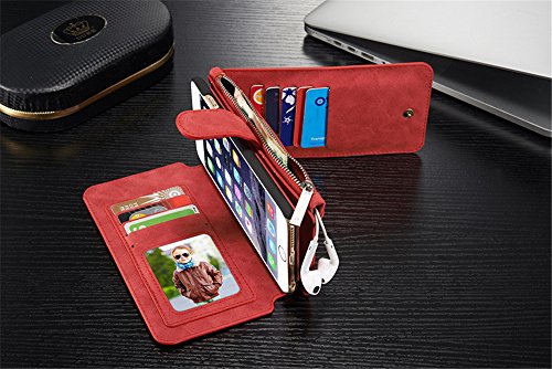 iPhone XS 5.8" Case with Card Holder,elecfan Magnetic Detachable Back Cover with Zipper Wallet Handbag for Women,Vintage PU Leather Case for iPhone Xs (2018) / iPhone X (2017) 5.8 inch Screen - Pink - Thumbnail 5