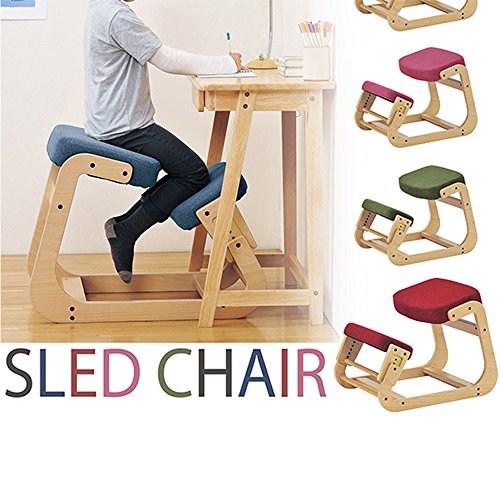 Vogvigo Professional Sled Chair Solid Wood Ergonomic Kneeling Chair (Sky Blue)