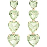 Heart Rhinestone Statement Earrings Heart Crystal Drop Dangle Earrings for Women Valentine's Day Love Wedding Party Gifts