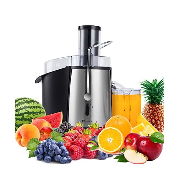 PureMate-1000W-NaturoPure-Powerful-Whole-Fruit-and-Vegetable-Juice-Extractor-Centrifugal-Juicer-Machine-with-2-Speed-Settings-BPA-Free-75MM-Wide-Mouth-with-1L-Juice-Jug-2L-Pulp-Container PureMate Juicer Machines, 1000W Powerful Juicer Extractor Quick Juicing for Whole Fruit and Vegetable, BPA-Free with 2…